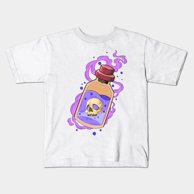 Japanese Skeleton venom bottle 32 - Vector art illustration Kids T-Shirt by Yabisan_art